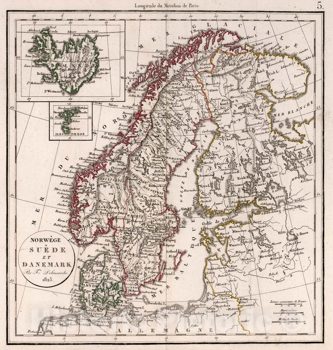 Historic Map : Denmark,Norwege, Suede et Danemark 1823. 1823 , Vintage Wall Art