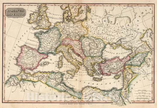 Historic Map : Roman Empire, Europe Classical Atlas Map, Romanum Imperium 1815 , Vintage Wall Art