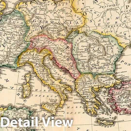 Historic Map : Roman Empire, Europe Classical Atlas Map, Romanum Imperium 1815 , Vintage Wall Art