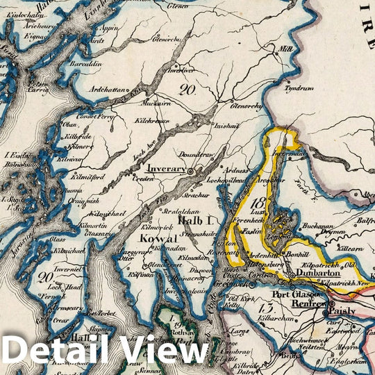 Historic Map : Scotland, V.3:11-15:XV. Britisches Reich. B. Kon: Scotland. a. Sudscotland. b. Mittelscotland 1830 v1 , Vintage Wall Art