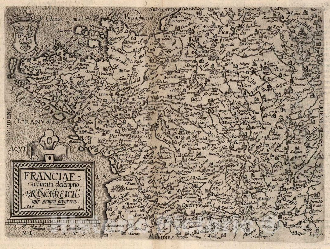 Historic Map : France,57. Franciae accurata descriptio. 1600 , Vintage Wall Art