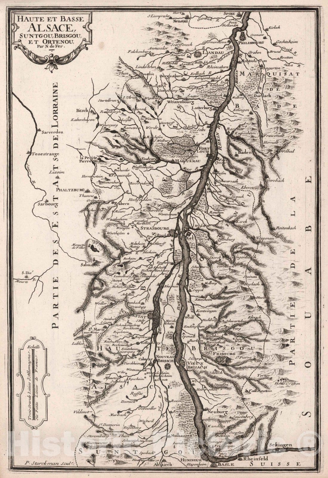 Historic Map : World Atlas Map, Haute et Basse, Alsace, Suntgou, Brisgou et Ortenou, France. 1717 - Vintage Wall Art