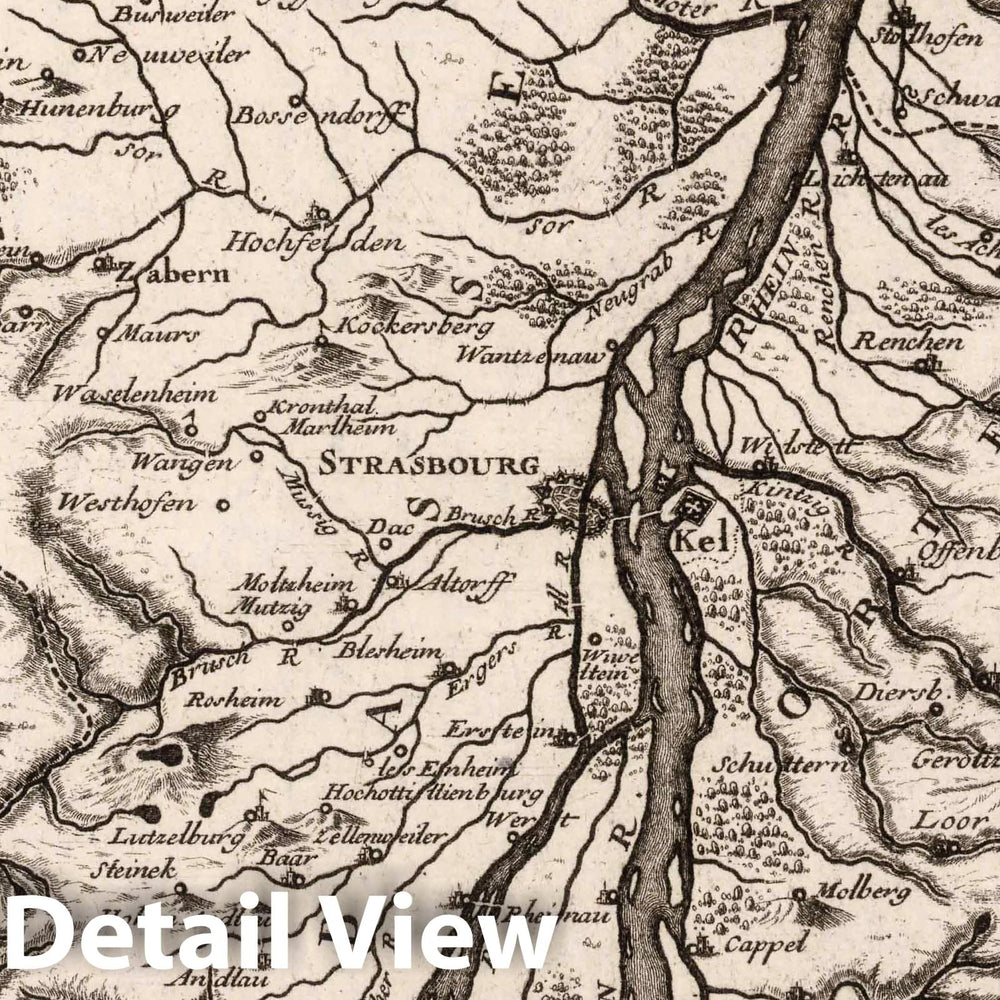 Historic Map : World Atlas Map, Haute et Basse, Alsace, Suntgou, Brisgou et Ortenou, France. 1717 - Vintage Wall Art