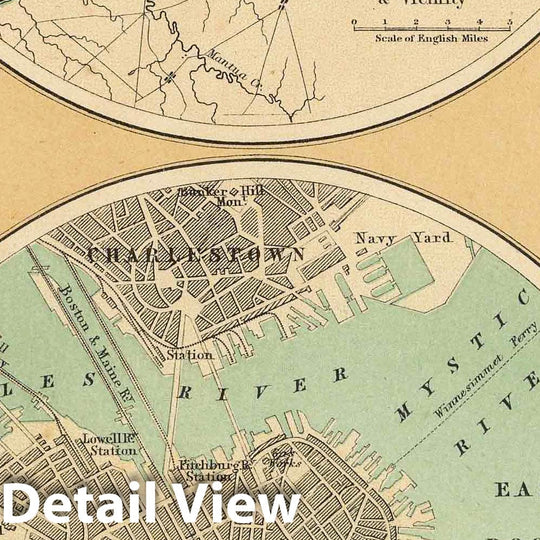 Historic Map : Philadelphia & Vicinity (and) Boston and its Environs, 1857, Henry Darwin Rogers, Vintage Wall Art