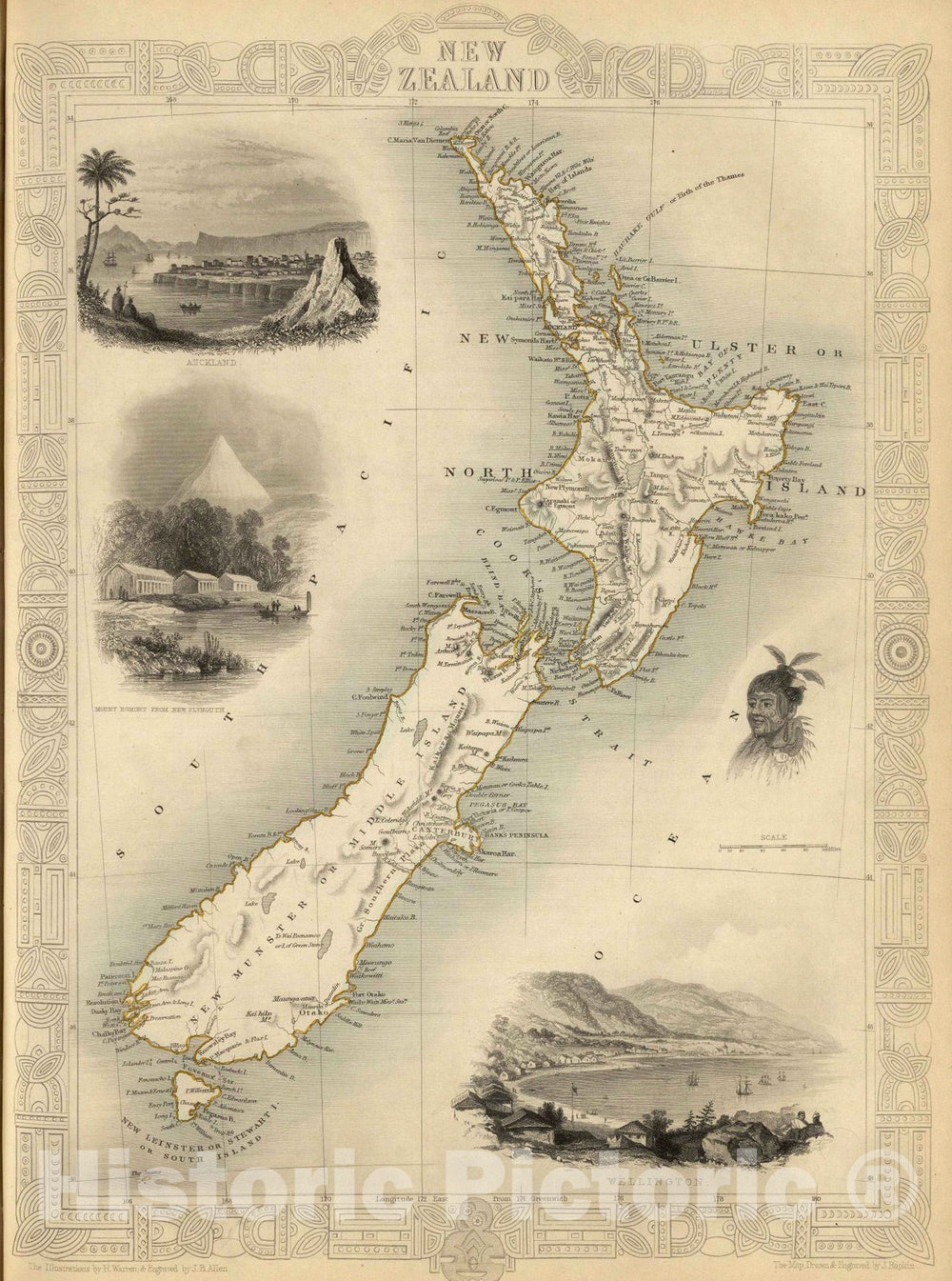 Historic Map - World Atlas Map, New Zealand. 1851 - Vintage Wall Art