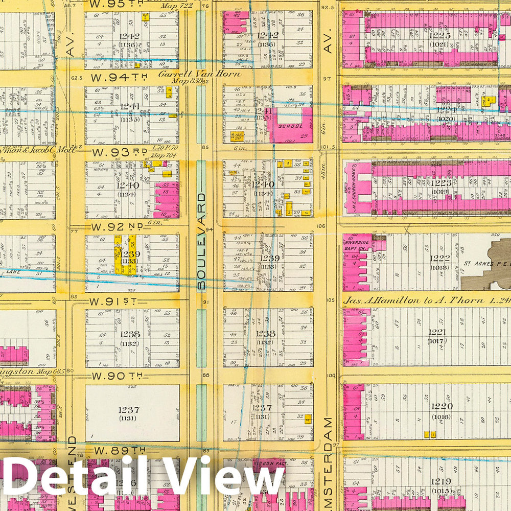 Historic Map : Manhattan Fire Insurance City Atlas Map, Pl. 36: ward 12. 1891 - Vintage Wall Art