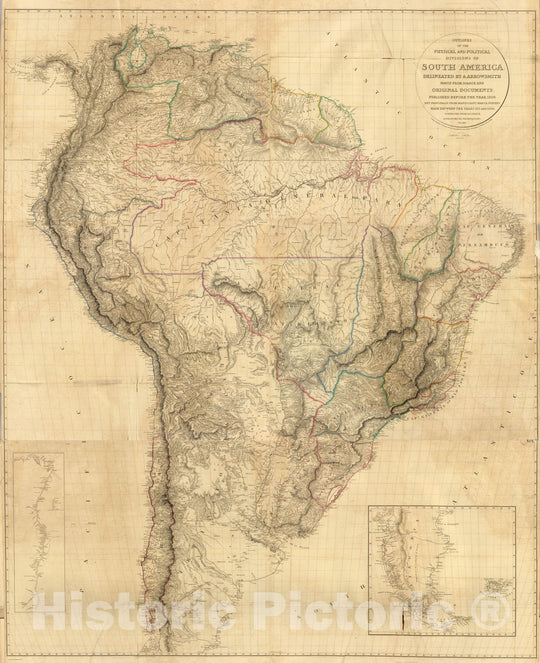 Historic Map : Regional Atlas Map, Composite: South America. 1817 - Vintage Wall Art