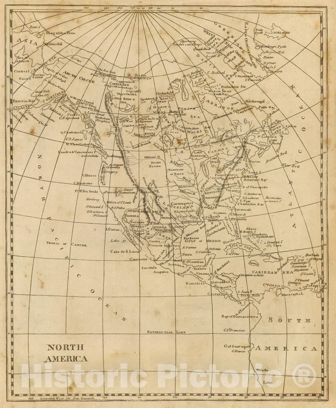 Historic Map : World Atlas Map, North America. 1812 - Vintage Wall Art