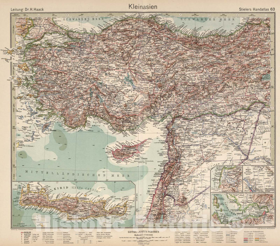 Historic Map : Turkey, Asia Minor63. Kleinasien. Asia Minor. 1925 , Vintage Wall Art