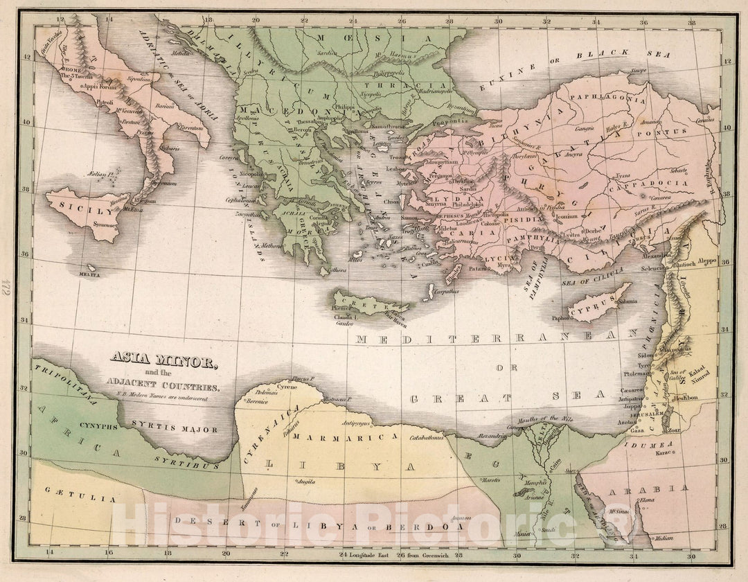 Historic Map : World Atlas Map, Asia Minor and the adjacent countries 1838 - Vintage Wall Art