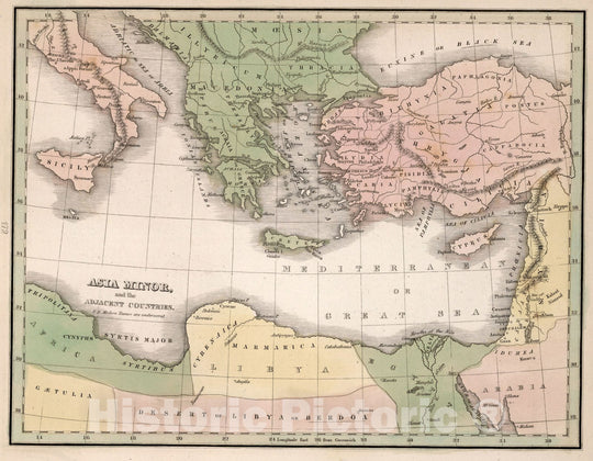 Historic Map : World Atlas Map, Asia Minor and the adjacent countries 1838 - Vintage Wall Art