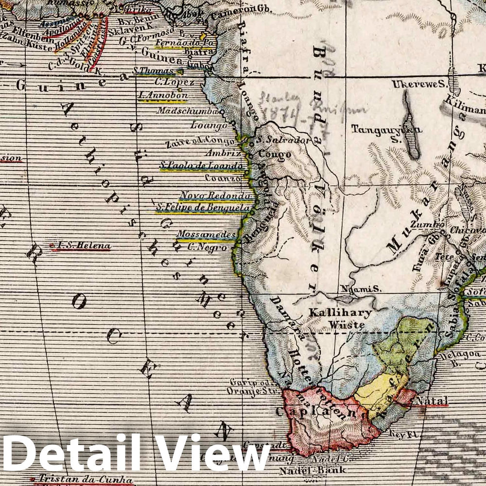 Historic Map : School Atlas Map, 32. Afrika. Africa. 1872 - Vintage Wall Art