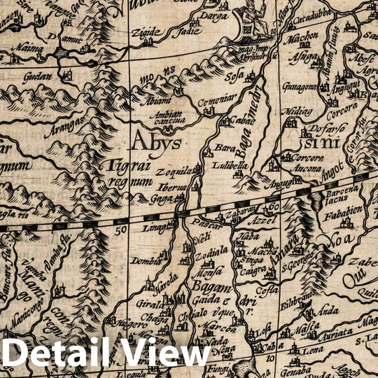 Historic Map : Central Africa3. Abyssinorum sive magni Regis Davidis, quem vulgo Presbyterum Joannem vacant, Imperium. 1600 , Vintage Wall Art