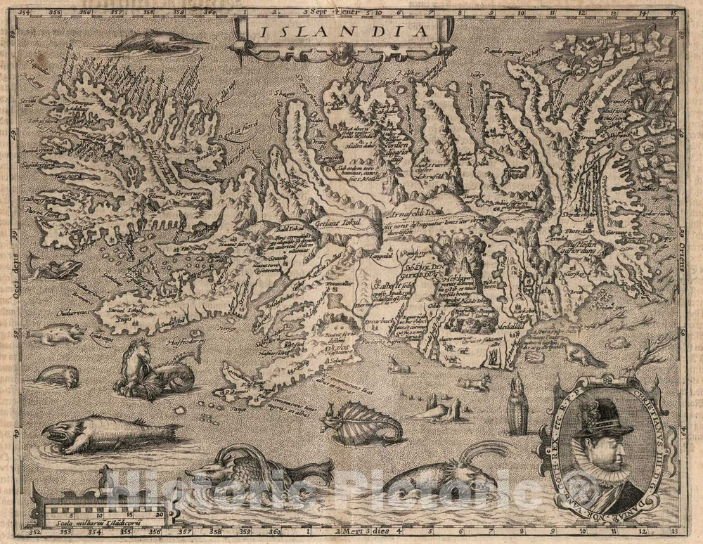 Historic Map : Iceland,76. Islandia (Iceland). 1600 , Vintage Wall Art