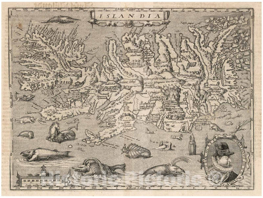 Historic Map : Iceland,76. Islandia (Iceland). 1600 , Vintage Wall Art