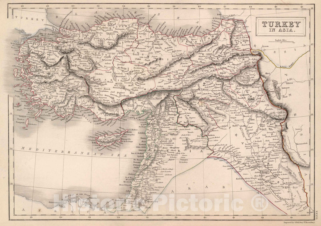 Historic Wall Map : World Atlas Map, Turkey in Asia. 1841 - Vintage Wall Art