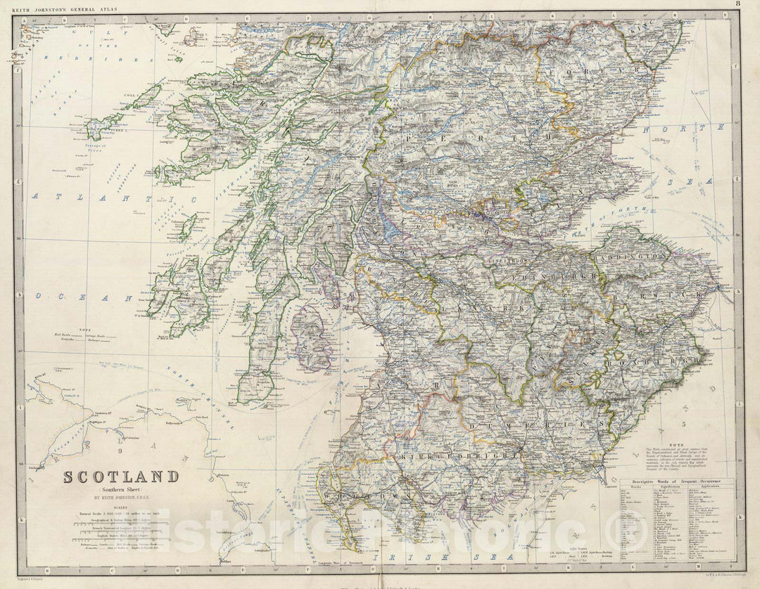 Historic Map : World Atlas Map, Scotland S. 1861 - Vintage Wall Art