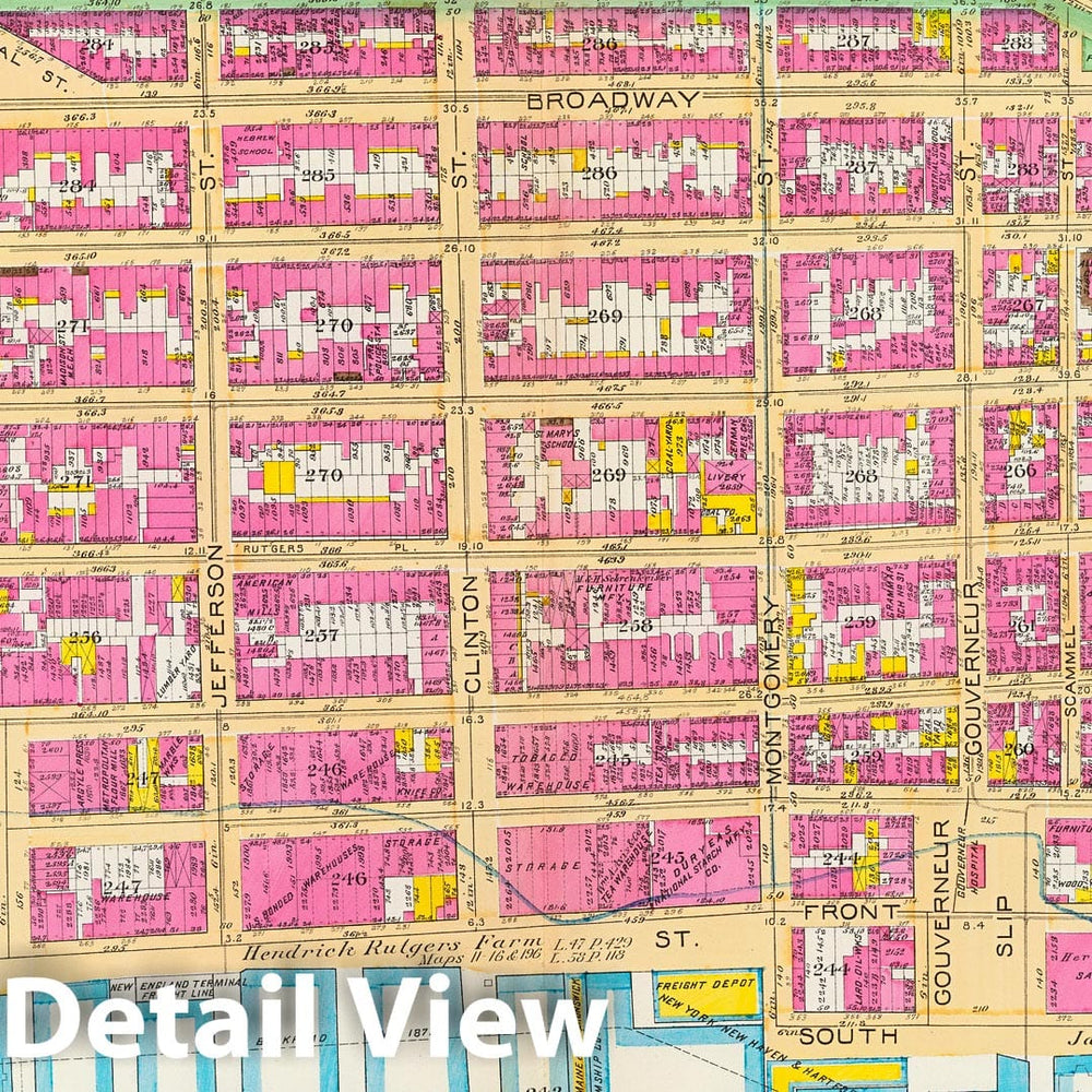 Historic Map : Manhattan Fire Insurance City Atlas Map, Pl. 6: ward 7. 1891 - Vintage Wall Art