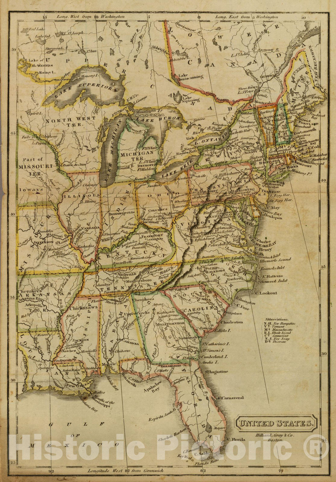 Historic Map : School Atlas Map, United States. 1826 - Vintage Wall Art