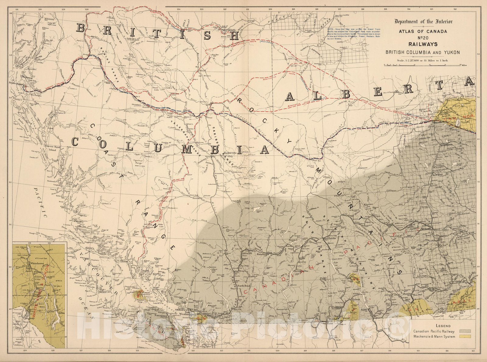 Historic Map : No. 20, Railways: British Columbia and Yukon 1906 - Vintage Wall Art