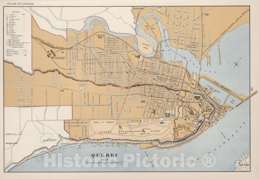 Historic Map : Quebec 1915 - Vintage Wall Art