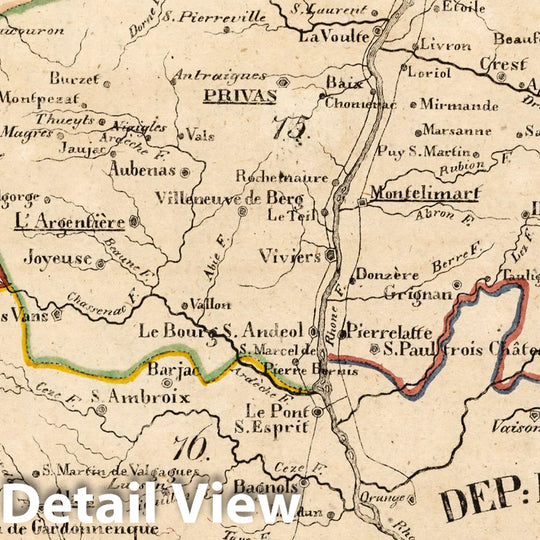 Historic Map : France, V.1:1-5: I: Frankreich. DEP: DEP: 75. Der Ardeche. 76. Des Gard. 81. Der Drome 1825 , Vintage Wall Art