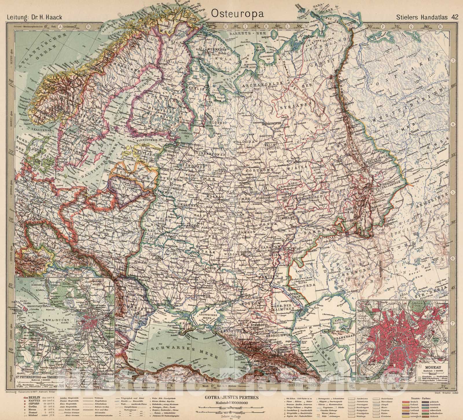 Historic Map : World Atlas Map, 42. Osteuropa. Eastern Europe. 1925 - Vintage Wall Art