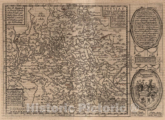 Historic Map : Germany, Schwaben23. Sveviae vtrivusque. 1600 , Vintage Wall Art