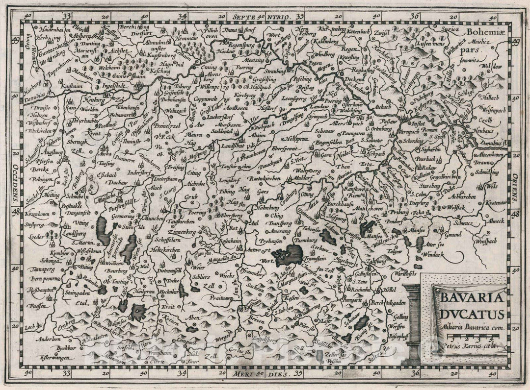 Historic Map : Germany,Bavaria Ducatus 1636 , Vintage Wall Art