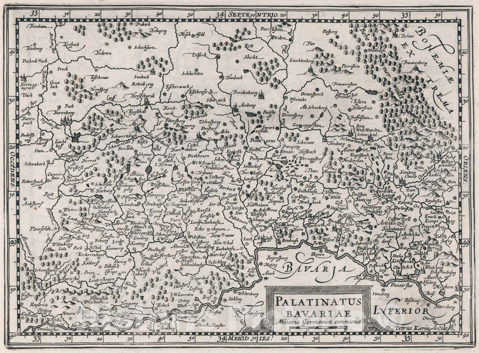 Historic Map : Germany,Palatinatus Bavariae 1636 , Vintage Wall Art