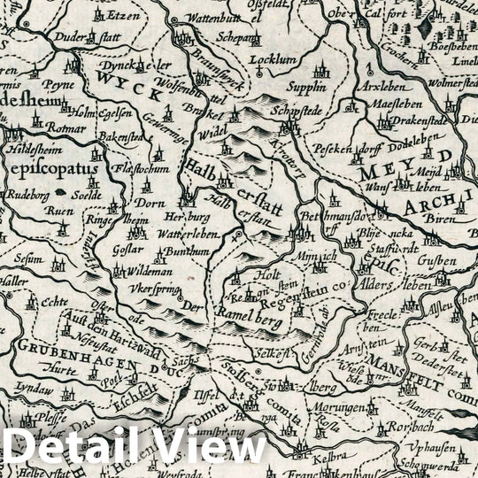 Historic Map : Germany,Braunswyck & Meydburg : cum ceteris adiacentibus 1636 , Vintage Wall Art