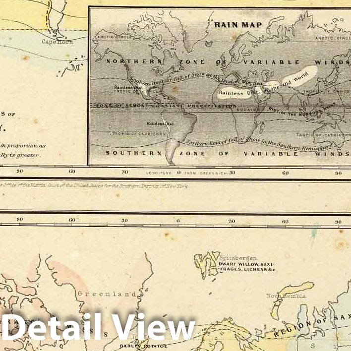 Historic Map : Map of The World Illustrating Meteorology And Limits of Cultivation, 1856 - Vintage Wall Art