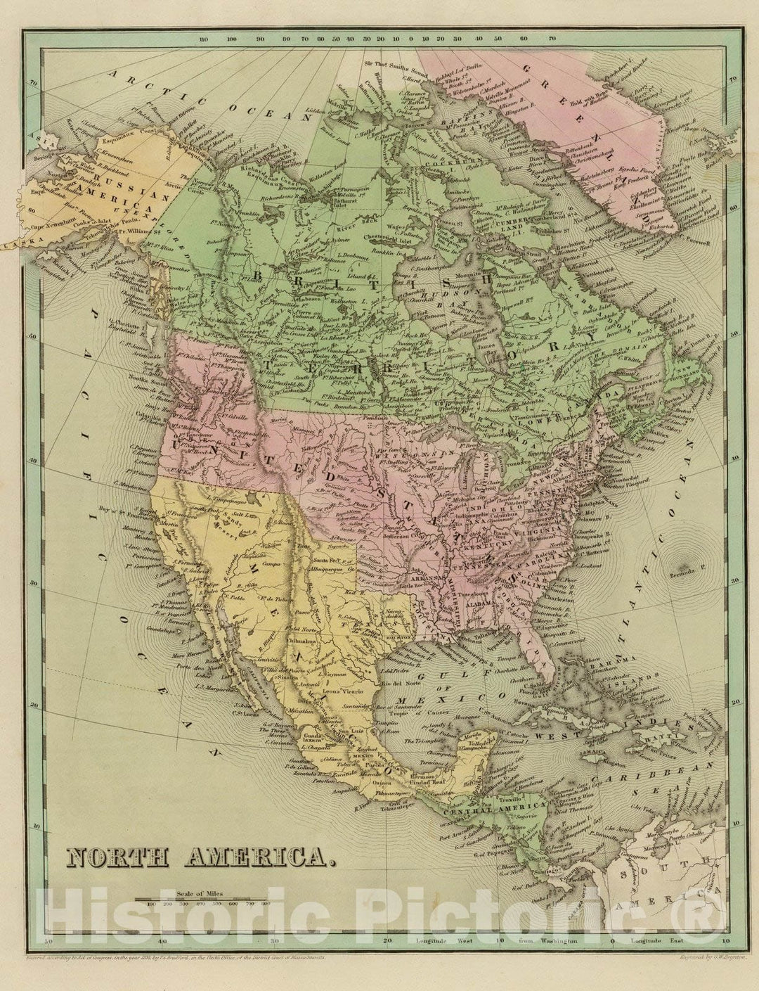 Historic Map : North America. 1838 - Vintage Wall Art