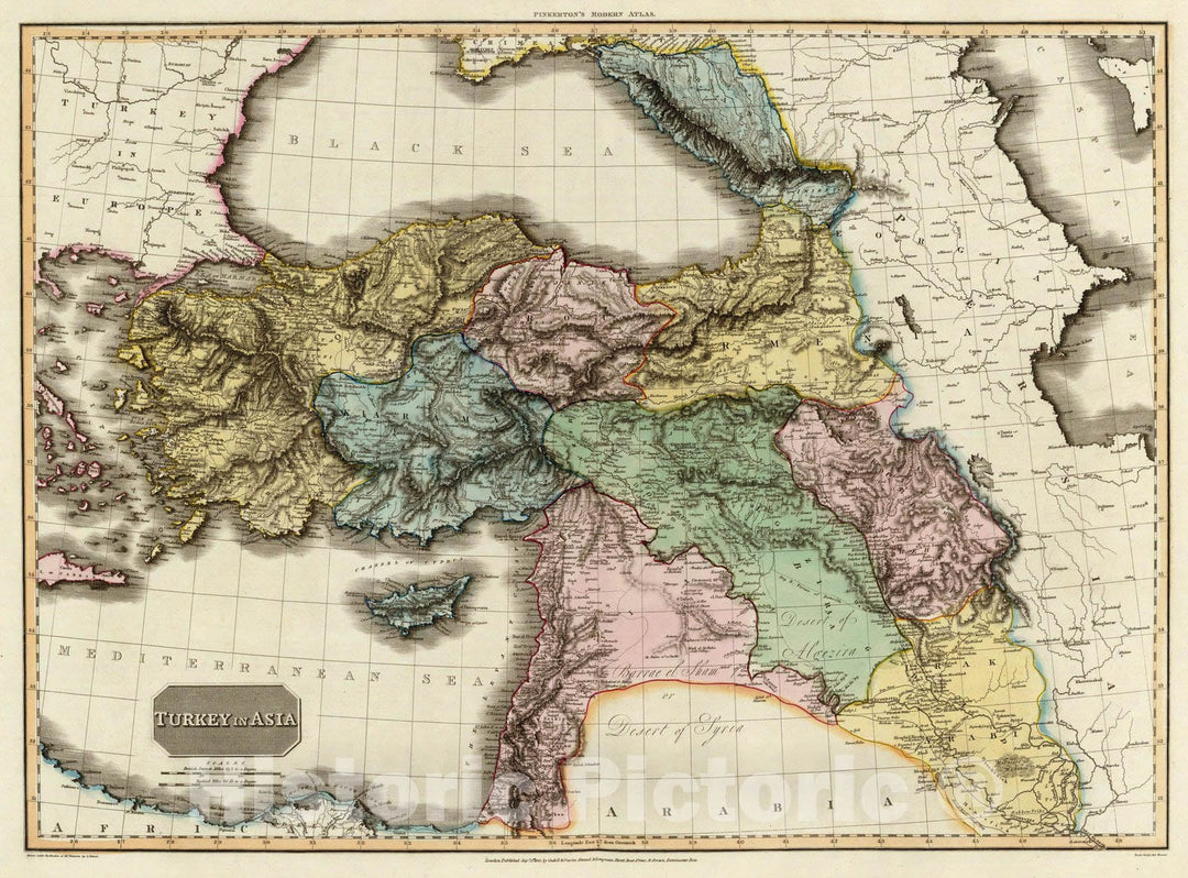 Historic Map : World Atlas Map, Turkey in Asia. 1813 - Vintage Wall Art