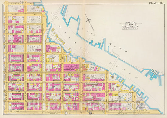 Historic Map : Manhattan Fire Insurance City Atlas Map, Pl. 41: ward 12. 1891 - Vintage Wall Art