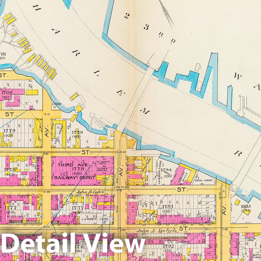 Historic Map : Manhattan Fire Insurance City Atlas Map, Pl. 41: ward 12. 1891 - Vintage Wall Art