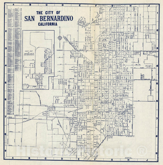 Historic Map : State Atlas Map, City of San Bernadino, California. 1938 - Vintage Wall Art