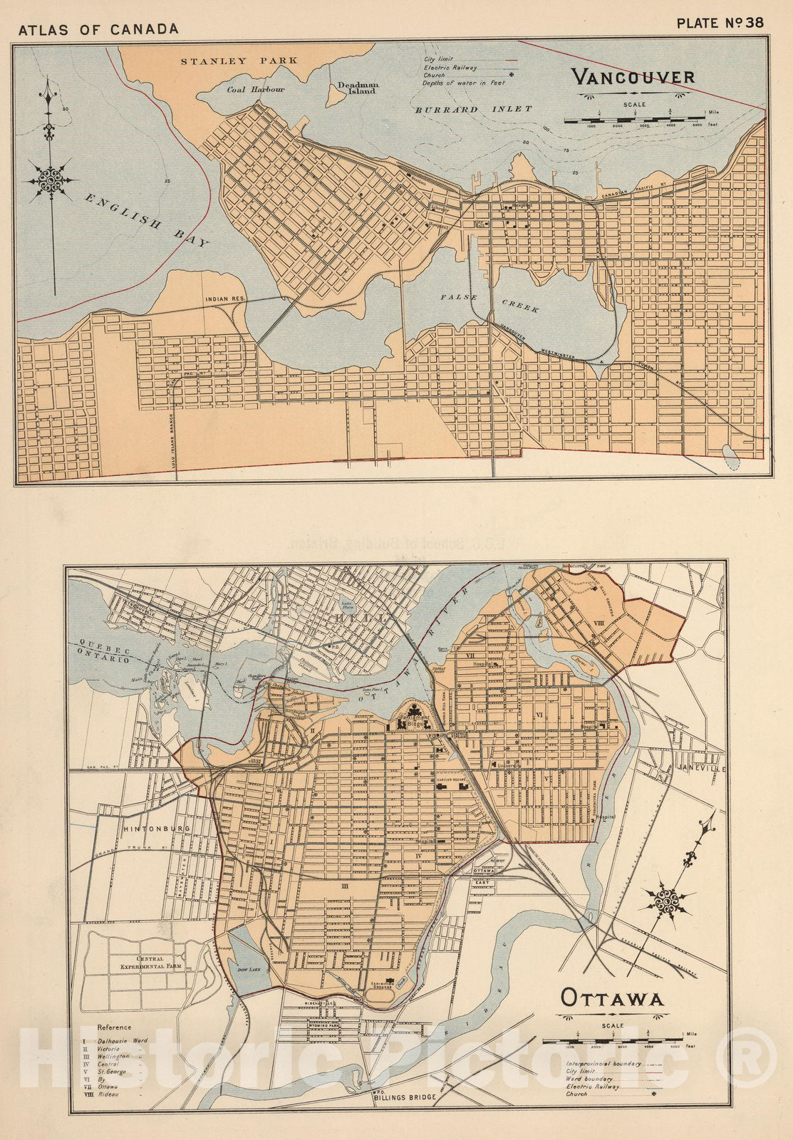 Historic Map : Canada , Ottawa, British Columbia, Vancouver Island No. 38, Vancouver. Ottawa 1906 , Vintage Wall Art