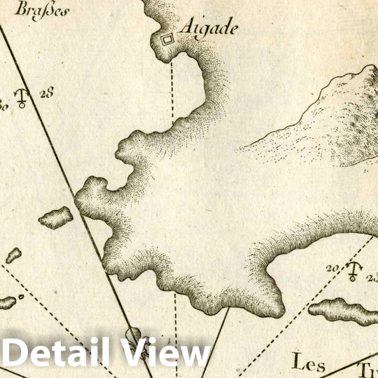 Historic Map : Chart Map, Pl. 93. Port of Three Mouths on Isle Saint George Esquiro, Naxos, Cyclades, Greece. 1764 - Vintage Wall Art