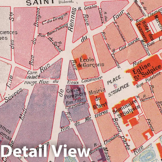 Historic Map : Paris , France,Paris (France), City Atlas Map, Paris - Sixieme Arrondissement. 1900 , Vintage Wall Art