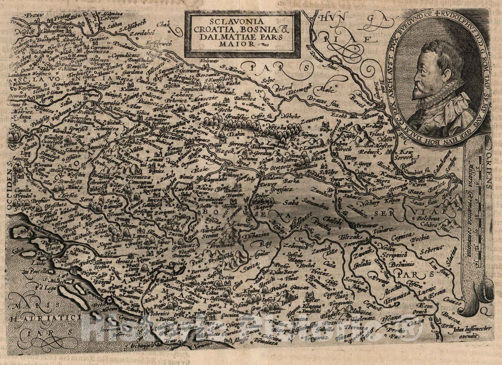 Historic Map : Bosnia and Herzegovina,70. Sclavonia, Croatia, Bosnia et Dalmatiae (Slovenia, Croatia, Bosnia and Dalmatia) pars maior. 1600 , Vintage Wall Art