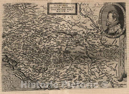 Historic Map : Bosnia and Herzegovina,70. Sclavonia, Croatia, Bosnia et Dalmatiae (Slovenia, Croatia, Bosnia and Dalmatia) pars maior. 1600 , Vintage Wall Art