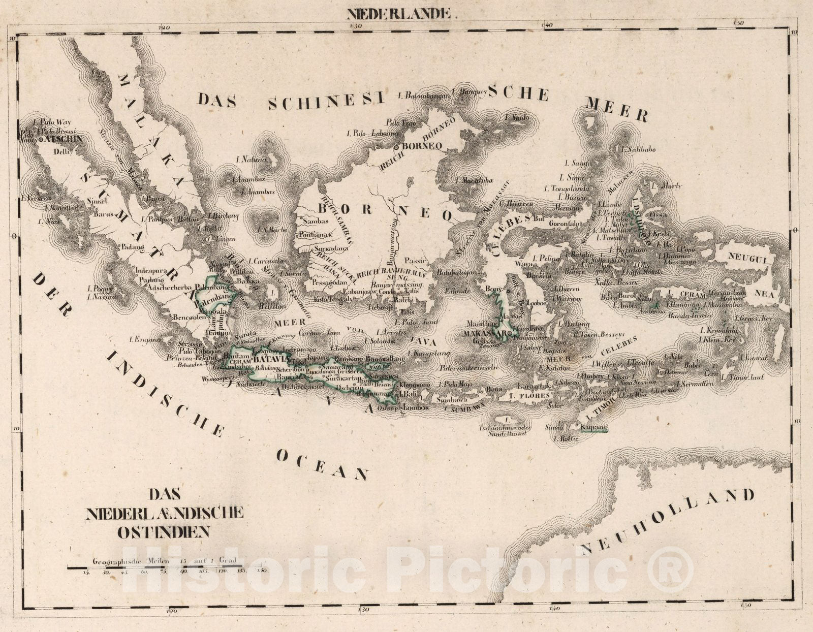 Historic Map : Indonesia, East Indies V.1:1-5: V:1. Niederlande: Das Niederlaendische Ostindie 1825 , Vintage Wall Art