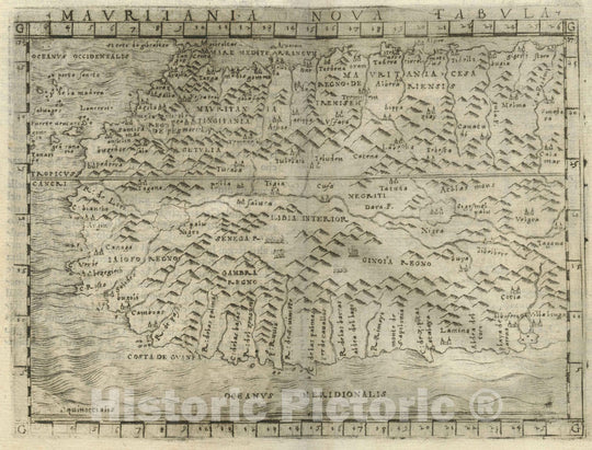 Historic Map : Northwest AfricaMauritania nova tabula 1548 , Vintage Wall Art