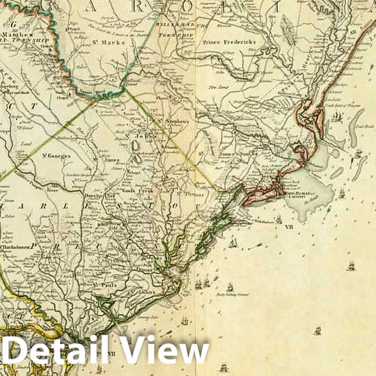 Historic Map : Map Of North And South Carolina With Their Indian Frontiers. (Southern Section), 1776, Vintage Wall Decor