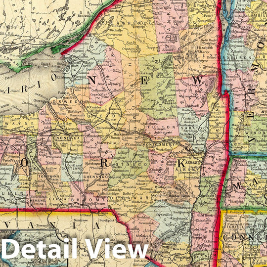 Historic Map - County Map of the States of New York, New Hampshire, Vermont, Massachusetts, Rhode Id. And Connecticutt, 1865, Samuel Augustus Mitchell Jr. v3