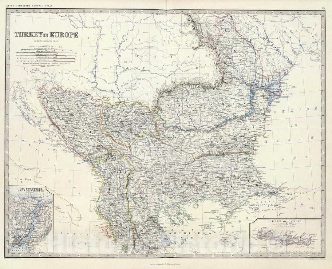 Historic Map : World Atlas Map, Turkey In Europe. 1861 - Vintage Wall Art