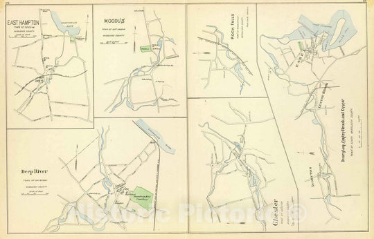 Historic Map : State Atlas Map, Deep River, Ivoryton, Centre Brook, Essex. 1893 - Vintage Wall Art