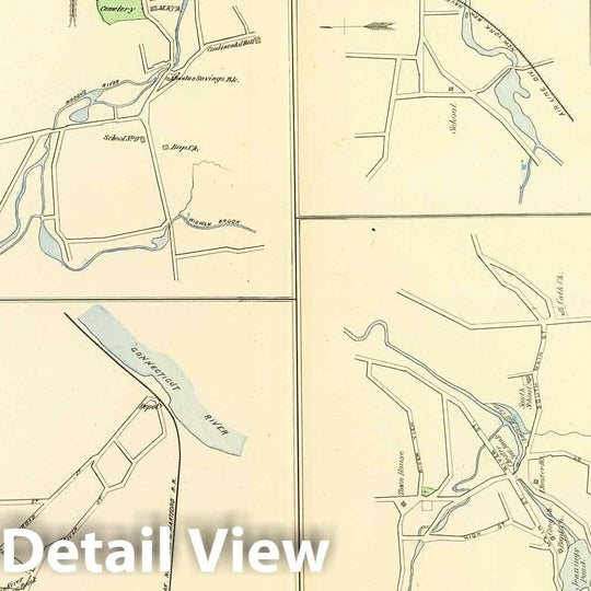 Historic Map : State Atlas Map, Deep River, Ivoryton, Centre Brook, Essex. 1893 - Vintage Wall Art