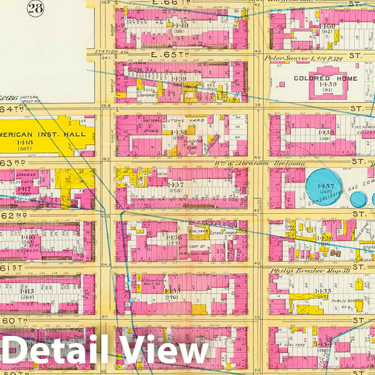 Historic Map : Manhattan Fire Insurance City Atlas Map, Pl. 27: ward 19. 1891 - Vintage Wall Art